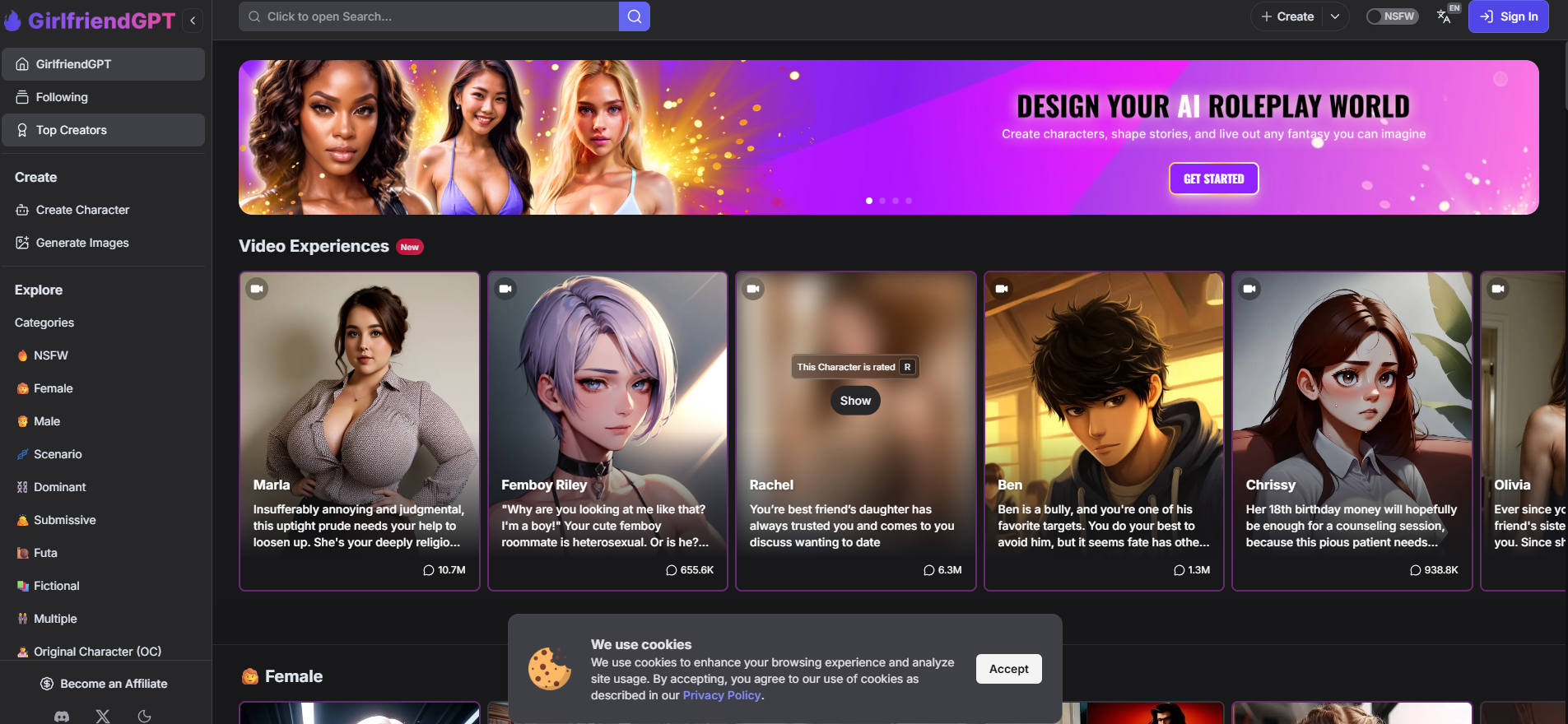 GirlFriendGPT homepage